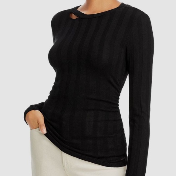 n:Philanthropy Black Crew Neck Ribbed Knit with Cut Out Top - Picture 1 of 1